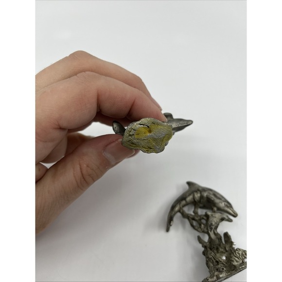 Pewter Dolphins Figurines Miniatures Sea Life Ocean Animals‎ 2.5" Tall Signed - Picture 7 of 12